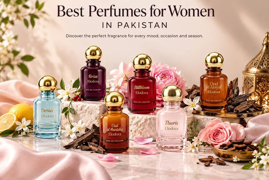 Best perfumes for women in Pakistan featuring floral, fresh, fruity, and oud fragrance options