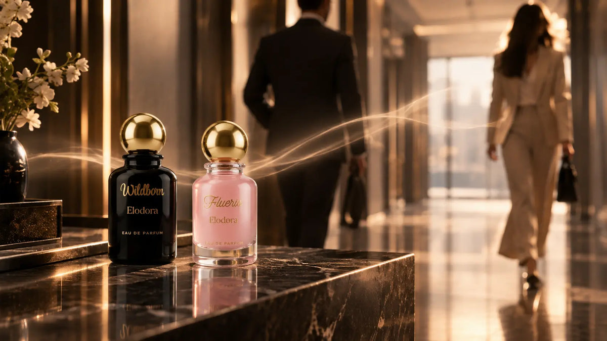 Elodora office perfumes for men and women featuring Wildborn and Flueris fragrances